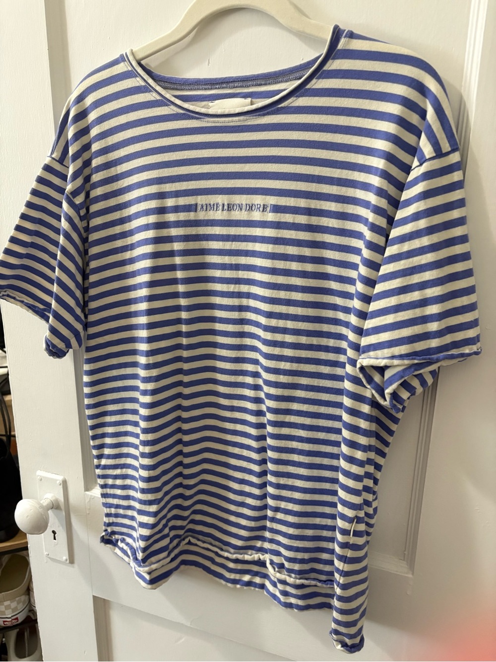 Aime Leon Dore blue/white stripe t-shirt